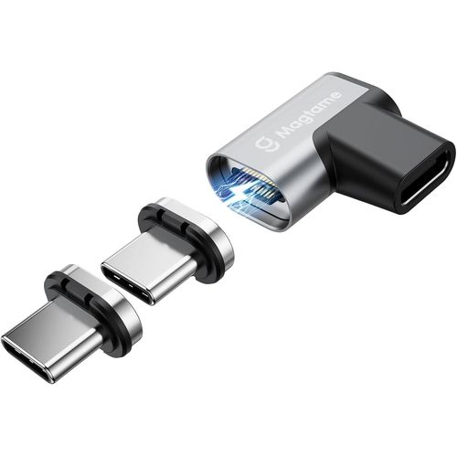 BAERTMY-Adaptateur Magnétique Usb C 90° 240 W, 1 Adaptateur Type C À Angle Droit Avec 2 Astuces, Charge Rapide 24 Broches 40 Gbps 4K 60 Hz Pour Usb 3/4 Macos Pro/Air Laptop Tablet iPhone 15 16