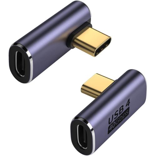 BAERTMY-Adaptateur Usb C Avec Angle De 90°, 40 Gbps, Usb 4.0 Type C Femelle Vers Mâle, Transmission Audio/Vidéo 8K, Charge Otg 100W, Pour Ordinateurs Portables, Tablettes, Téléphones Mobiles, 2 Pcs
