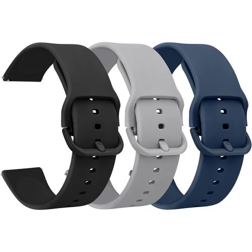 Baertmy-3pack Bracelets De Montres Silicone 22mm, Remplacement Dégagement Rapide Pour Femme Homme 20mm 22mm (22mm, Noir/Bleu Marine/Gris)