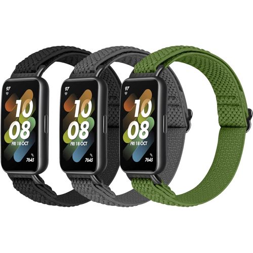 Baertmy-Lot De 3 Bracelets Élastiques En Nylon Compatibles Avec Huawei Band 7/Huawei Band 7 Nfc, Bracelets De Rechange Réglables Pour Homme Et Femme