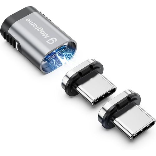 BAERTMY-Adaptateur Usb C Magnétique 240 W 40 Gbps, 1 Adaptateur Droit De Type C Avec 2 Astuces, Charge Rapide 24 Broches 4 K 60 Hz Pour Usb 3/4 Macos Pro/Air Ordinateur Portable, Tablette Et Appareil