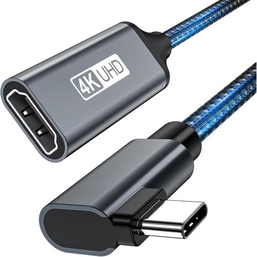 BAERTMY-Adaptateur Usb C Vers Hdmi, Adaptateur Hdmi Type C 4K 90 Degrés, ¿Compatible Avec Thunderbolt 3 ¿ Pour Macbook Pro/Air, Pixelbook, Ipad Pro,Surface Pro,Galaxy S10 S9+