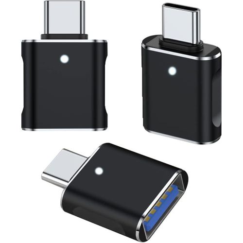 BAERTMY-Adaptateur Usb C Pack De 3, Adaptateur Usb C Vers Usb 3.0, Adaptateur Otg Usb Femelle Vers Usb Type C Mâle Compatible Avec Macbook Pro, Samsung Galaxy, Smartphones Type C, Tablettes (Noir)