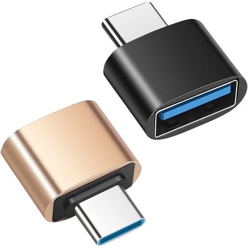 BAERTMY-Adaptateur Usb C Vers Usb 3.0 (Paquet De 2), Otg Type-C Vers Type-A Compatible Avec Macbook, Smartphones Usb C Et Périphériques Type-C (Noir Et Or)