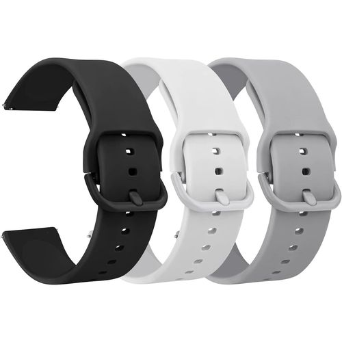 Baertmy-3pack Bracelets De Montres Silicone 20mm, Remplacement Dégagement Rapide Pour Femme Homme 20mm 22mm (20mm, Noir/Blanc/Gris)