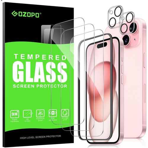Baertmy-Pour Iphone 15 (6,1"") - 3 Films De Protection D'écran + 2 Films De Protection D'objectif, Hd Transparent, Dureté 9h, Pas De Bulles