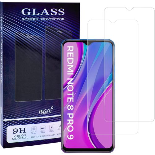 Baertmy-Uno' Lot De 2 Protections D'écran En Verre Trempé Ultra Résistant Sans Bulles, 9h, Anti-Rayures. Compatible Avec Xiaomi Redmi Note 8 Pro, Redmi 9.