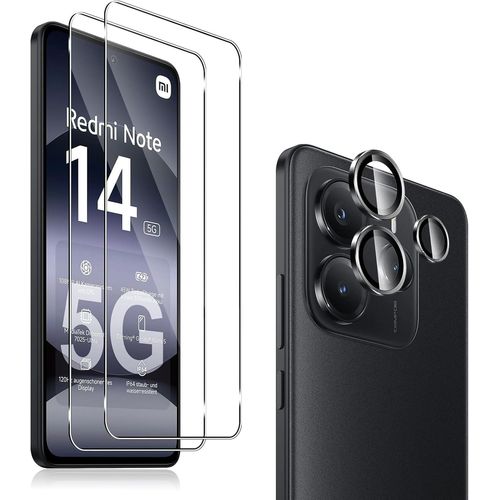 Baertmy-2+1 Pièces Verre Trempé Compatible Avec Xiaomi Redmi Note 14 5g & Caméra Arrière Protecteur, 9h Dureté Hd [Anti-Rayures,Sans Bulles] Film Protection En Écran