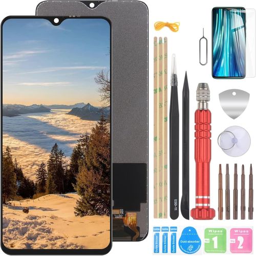 Baertmy-6.53" Noir Écran Complet Tactile Pour Xiaomi Redmi Note 8 Pro Écran Lcd Ensemble Tactile Vitre Remplacement D'écran + Outil D'installation +1 Piece Verre Trempé