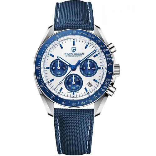 Pagani Design 1701 Blue Tissu Moonwatch Montre Hommes Quartz Chronographe Montres Japon Vk63 Mouvement Acier Inoxydable Etanche Montre Sport