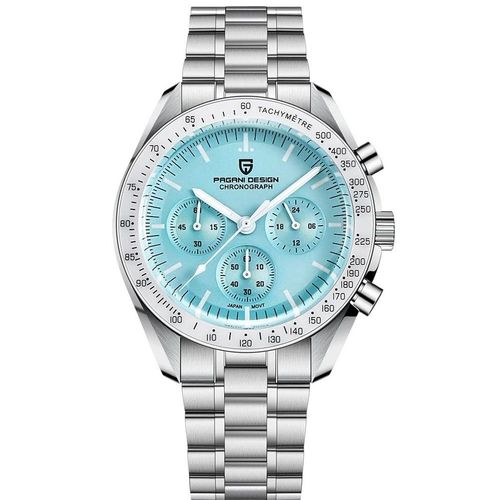 Pagani Design 1701 Sky Blue Moonwatch Montre Hommes Quartz Chronographe Montres Japon Vk63 Mouvement Acier Inoxydable Etanche Montre Sport