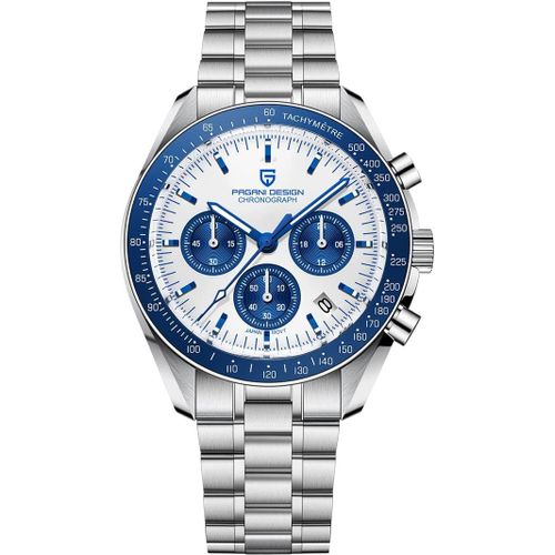 Pagani Design 1701 Classic Blue Moonwatch Montre Hommes Quartz Chronographe Montres Japon Vk63 Mouvement Acier Inoxydable Etanche Montre Sport