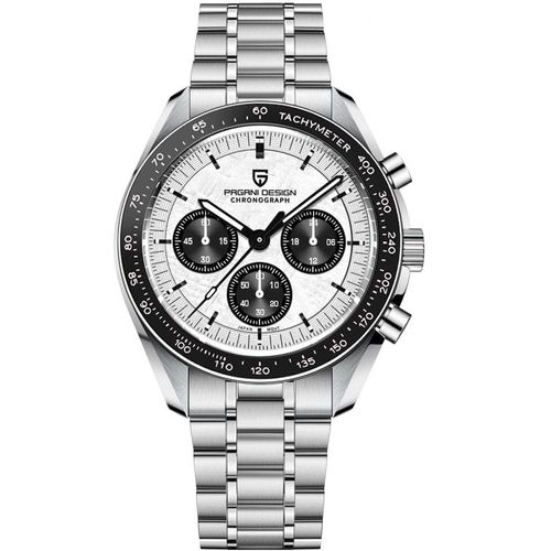 Pagani Design 1701 Black & White Moonwatch Montre Hommes Quartz Chronographe Montres Japon Vk63 Mouvement Acier Inoxydable Etanche Montre Sport