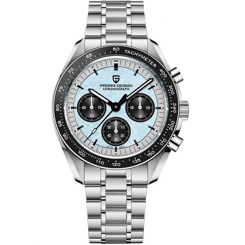 Pagani Design 1701 Black & Sky Blue Moonwatch Montre Hommes Quartz Chronographe Montres Japon Vk63 Mouvement Acier Inoxydable Etanche Montre Sport