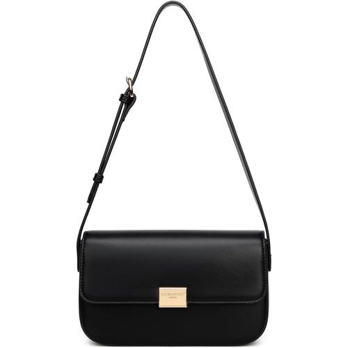 NAERYUT-Petit Sac Bandoulière Femme-Sac À Main Porté Epaule Simili Cuir Pu Rigide-Pochette À Rabat-Sacoche Besace Ville Soirée Shopping Téléphone Mode Elégant Classique Chic-Noir