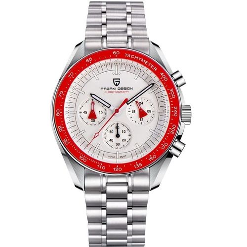 Pagani Design 1701 Red Style Moonwatch Montre Hommes Quartz Chronographe Montres Japon Vk63 Mouvement Acier Inoxydable Etanche Montre Sport