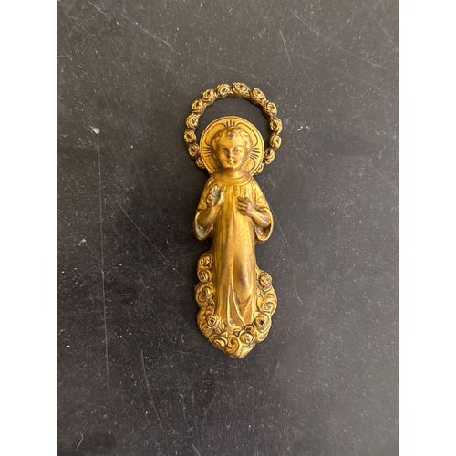 Pendentif, Broche - Laiton Doré - Religieux - Vintage