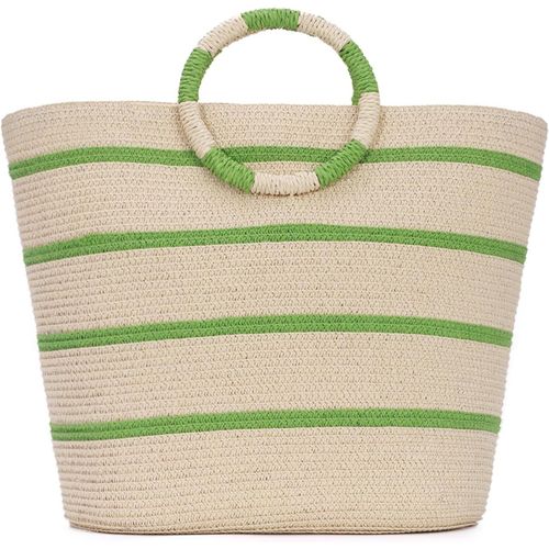 NAERYUT-Sac Cabas En Paille Pour Femmes Sac Fourre-Tout En Raphia Sac De Plage D'Été Grande Sac À Main Tissé Pour Vacances Voyages(Vert Clair)