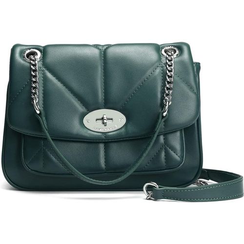NAERYUT-Sac Bandoulière Matelassé Femme-Sac À Main Chaînes Porté Epaule Simili Cuir Pu-Besace Rabat Tourniquet Pochette Cartable Taille Moyenne-Sac Elegant Mode Tendance Chic-Vert