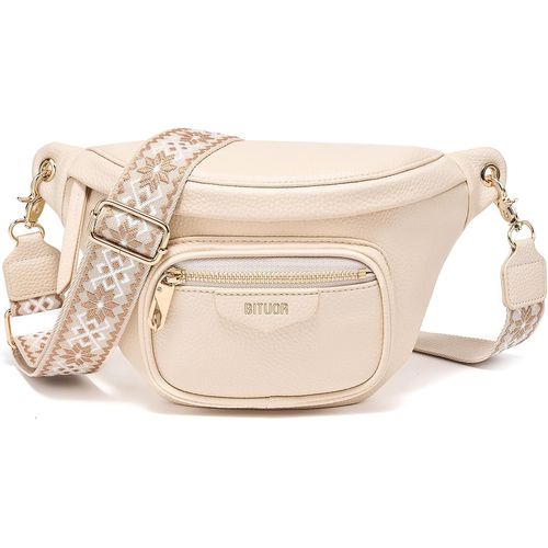 NAERYUT-Sac Banane Femme,Sac Bandoulière Femme Petit,Sac A Main Femme Cuir Végétalien,Pochette Bandoulière Femme Avec Bretelle Amovible Et Élargie Pour Travail,Loisirs,Rendez-Vous,Beige