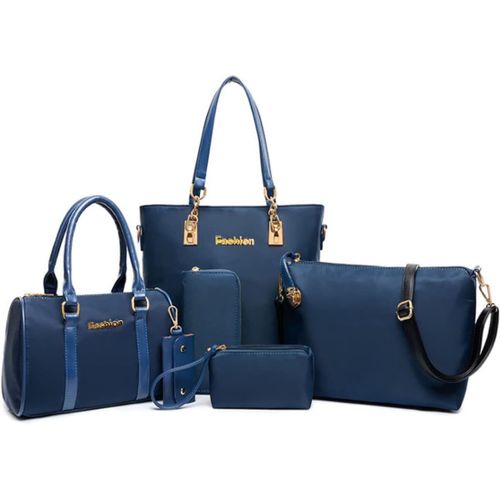 NAERYUT-Femmes Mode 6Pcs Bag Set Pu Cuir Sac Portés Main+Fourre-Tout+Sac À Bandoulière+Portefeuille+Titulaire De La Carte Pochettes Clutches Sacs Épaule Ensemble De Sac Shoulder Bag