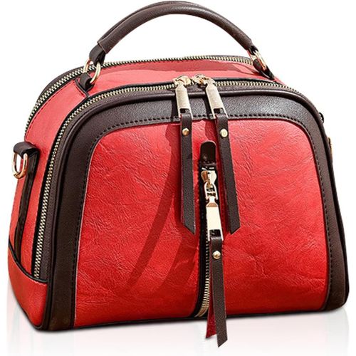 NAERYUT-Sac À Main Bandoulière Femme Petit Sac A Main Porté Epaule Pu Cuir Crossbody Messager Bag Mini Sacoche Femme Pochette Sac Cartable Bourgogne
