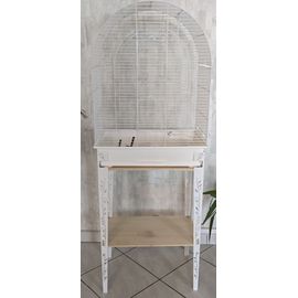 Ensemble Cage À Oiseaux Zolux Chic Patio Blanc Avec Meuble Et Nombreux Accessoires - Comme Neuf