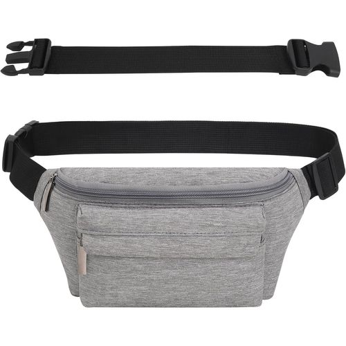 Naeryut-Men's Women's City Safety Fanny Pack For Travel Or Outdoor Sport,Sports Waist Bag,Running Belt With 30 Cm Extended Belt,Grey