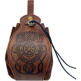 Naeryut-Vintage Medieval Fanny Pack,Renaissance Drawstring Waist Bag,Viking Leather Fanny Pack,Vintage Brown Wallet,Steampunk Coin Purse For Men And Women,Brown/Dragon Skin Effect