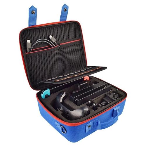 Mallette De Rangement De Transport Avec Fente Pour Carte, Pochette De Grande Capacité, Sac De Protection Pour Nintend Nitendo Nintendo Switch, Accessoires De Jeu Oled--Bleu
