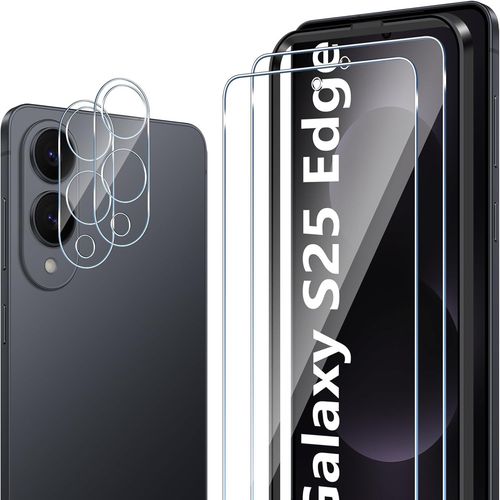 Ershi-Pour Samsung Galaxy S25 Edge 5g Protection Écran, 2 Pièces Verre Trempé + 2 Pièces Caméra Arrière Protecteur, 9h Dureté Sans[3