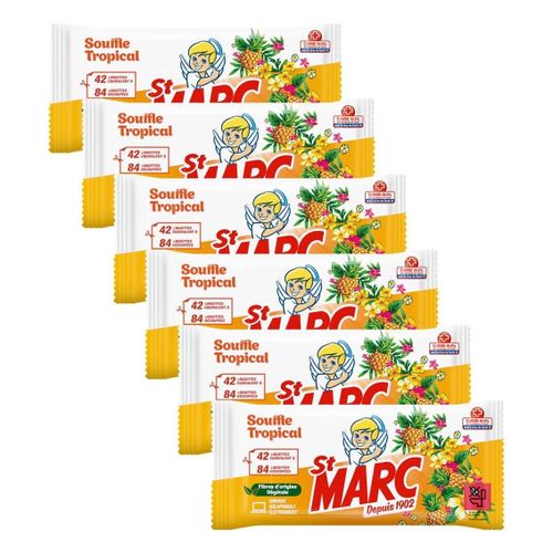 ST MARC Lot de 6 Lingettes nettoyante Désinfectante, 42 lingettes, Parfum Souffle Tropical, Convient aux appareils électroniques