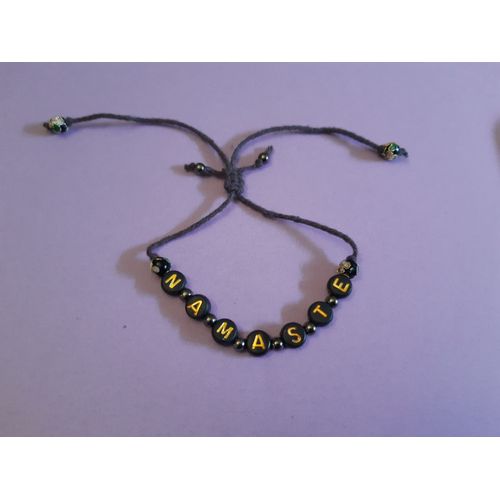 Bracelet Unisexe Ajustable Mot "Namaste" Couleur Marron