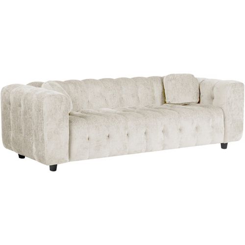 Canapé Droit En Tissu Chenille "Vendome" - 3 Places - Beige