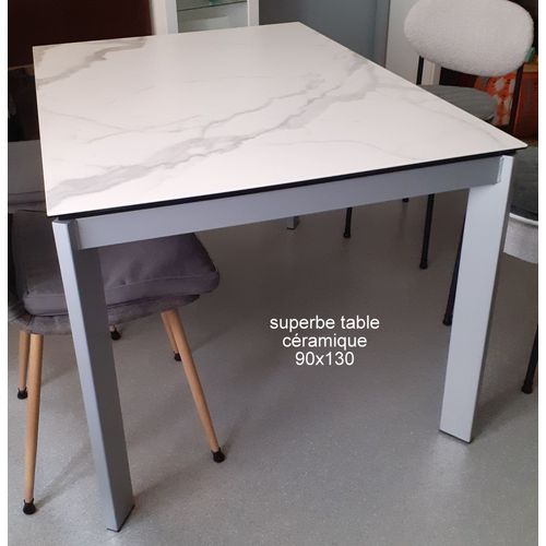 Table Céramique 90 X 130 Cm Extensible 2 Rallonges De 40 Cm