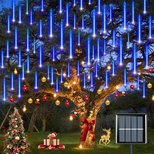 BAERTMY-Lumières Solaires De Pluie De Météores, Guirlandes Lumineuses Ip65 Imperméable Lumières De Noël Avec Tubes De 30 Cm, 8 Tubes, Total 240 Led Pour Noël Mariage Fête Soirée Maison Arbre Sapin Ja