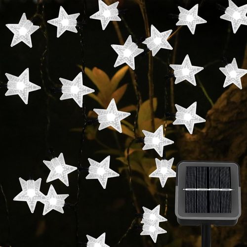 BAERTMY-Guirlande Lumineuse Extérieure Solaire, 14M 120 Led Étoile Guirlandes Lumineuse, 8 Modes Guirlande Solaire Exterieur Étanche, Etoile Decoration Pour Jardin Cour Noël Mariage Patio Fête