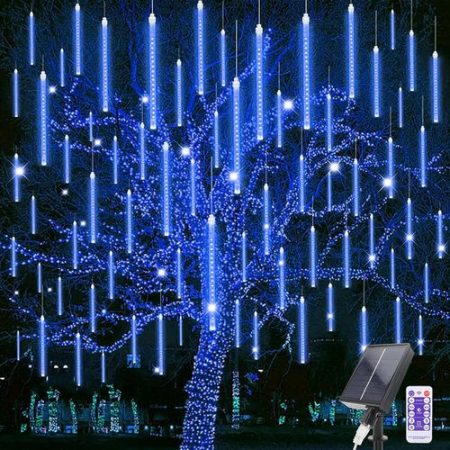 BAERTMY-Solaire Météores Pluie Lumières, 30Cm 10 Tubes 240 Leds Guirlande Lumineuses De Noël Exterieur, Ip67 Étanche Météore Pluie Guirlandes Lumineuses Pour Noël Fête, Mariage, Jardin, Arbre