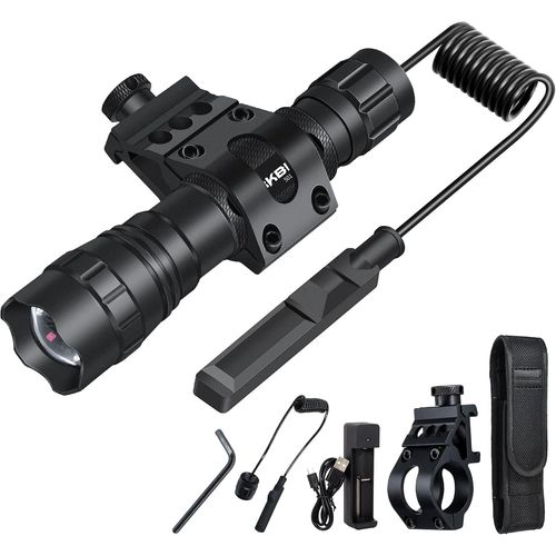 BAERTMY-Lampe Torche Ir 850Nm Led Lampe De Poche Infrarouge, Travailler Avec L'Équipement De Vision Nocturne, Invisible Lumière La Chasse, L'Observation, Sauvetage, 501Bd Avec Pile Rechargeable, Clip