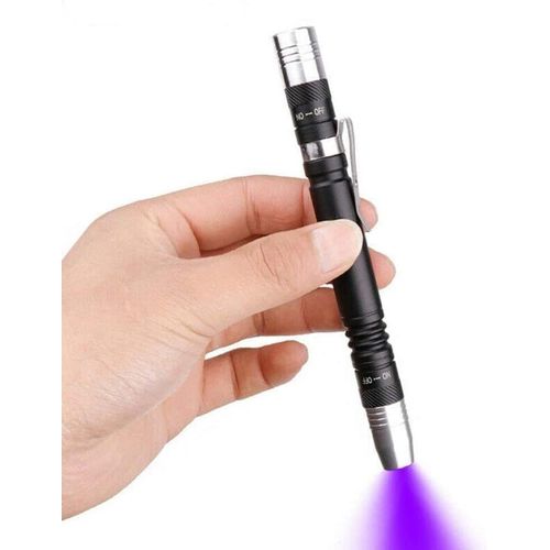 BAERTMY-Led Uv Torch 2 En 1 Lampe De Poche Ultraviolette Clip Penlight Pen Detecteur Détecteur De Lumière Noire Pour L'Urine Des Animaux Domestiques, Tache, Punaises De Lit 3 Piles Aaa
