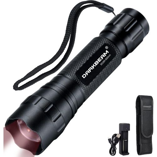 BAERTMY-Lampe Torche Ir 850Nm Led Lampe De Poche Infrarouge, Travailler Avec L'Équipement De Vision Nocturne, Puissant Invisible Lumière Rechargeable Pour Chasse, Observation, Sauvetage, Avec Piles