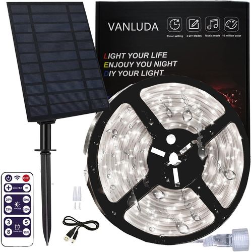 Baertmy-Ip67 Bande Led Solaire 10m Étanche Bande 640 Leds Ruban Solaire Extérieur 8 Modes D'éclairage 5600mah Guirlande Lumineuse Pour Arbres De Jardin