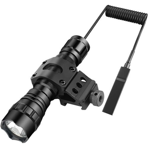 BAERTMY-Lampe Torche Tactique À Led Avec Hauts Lumens, Résistance À L¿Eau, Dragonne À Interrupteur, 1 Piles Rechargeables Et Chargeur Pour Chasse Et Camping