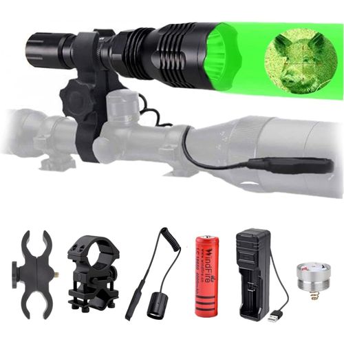 Baertmy-Lampe De Poche Led Rechargeable, Lampe Torche 350 Lumens 250 Mètres, Étanche Lampe De Chasse Coyote Hog, Camping Randonnée Éclairage Avec Interrupteur De Pression, Monture De Lunette, Batteri