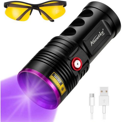 BAERTMY-H42Uv 36W 365Nm Lampe Torche Uv Led Puissante Rechargeable Usb Lumière Noire Détecteur D'Urine D'Animal Pour Durcissement De Résine, Peinture Avec Indicateur De Charge, 4 X Pile Incluse
