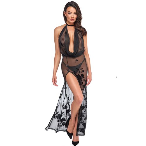 Robe Longue Dos Nu F312 Divinity Noir - Noir Handmade