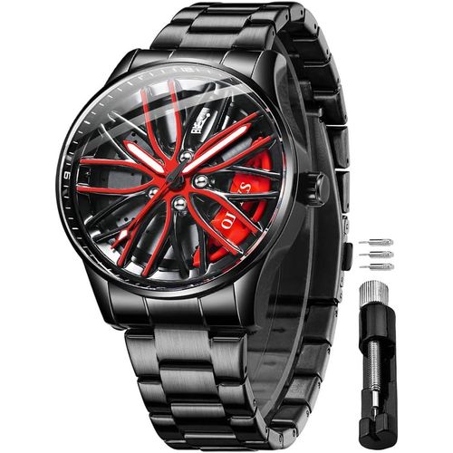 Chenquansarl-Montre Squelette ¿¿ Quartz Pour Homme - En Acier Inoxydable - Style D¿¿Contract¿¿ - ¿¿Tanche - Lumineuse