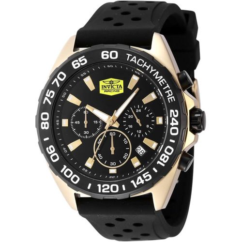 Chenquansarl-Racing 47769 Montre Homme - Entanche - Analogique - Mouvement ¿¿ Quartz - Acier Inoxydable Avec Cadran Noir - 43mm