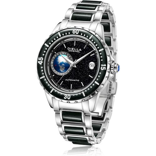 Chenquansarl-Black Jade Montre Automatique Pour Homme, Montre De Luxe, ¿¿ Remontage Automatique, Bracelet M¿¿Canique En Acier Inoxydable Et Or En Acier Inoxydable Avec Date, Globe Ciel ¿¿Toil¿¿ (Mod¿¿Le 6
