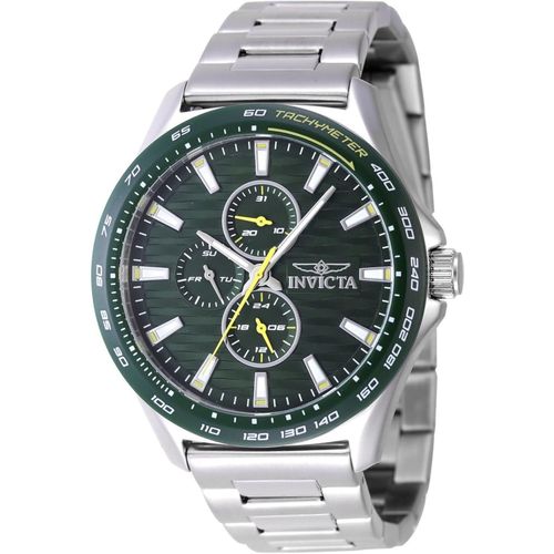 Chenquansarl-Racing 47549 Montre Homme - Entanche - Analogique - Mouvement ¿¿ Quartz - Acier Inoxydable Avec Cadran Vert - 44mm